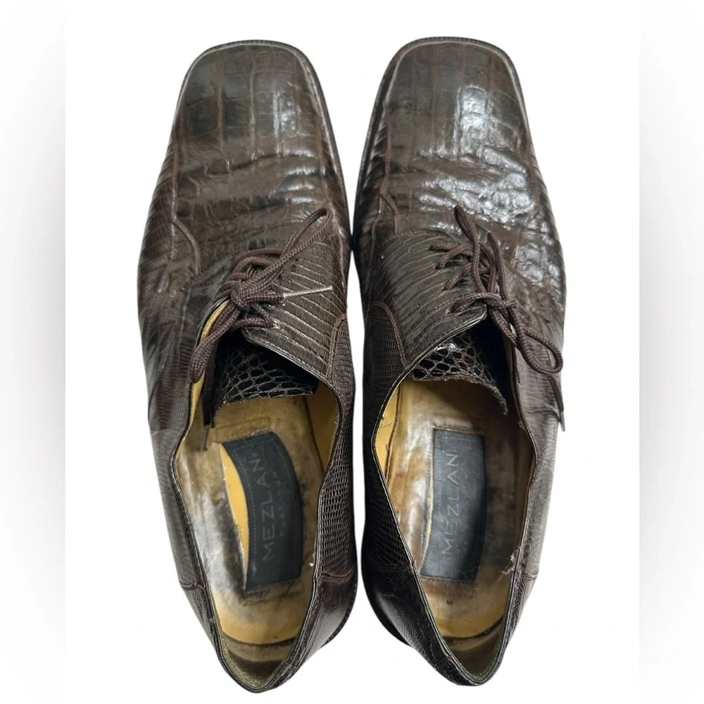 Mezlan Platinum Brando Brown Crocodile Mens Shoe Size 10.5